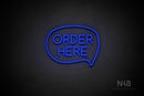 "ORDER HERE" (capitals, right bubble, Cooper font) - LED neon sign