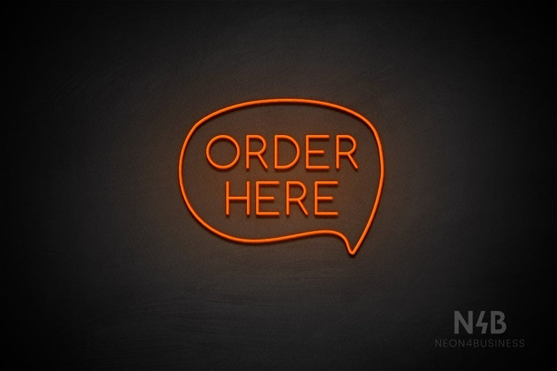 "ORDER HERE" (capitals, right bubble, Cooper font) - LED neon sign