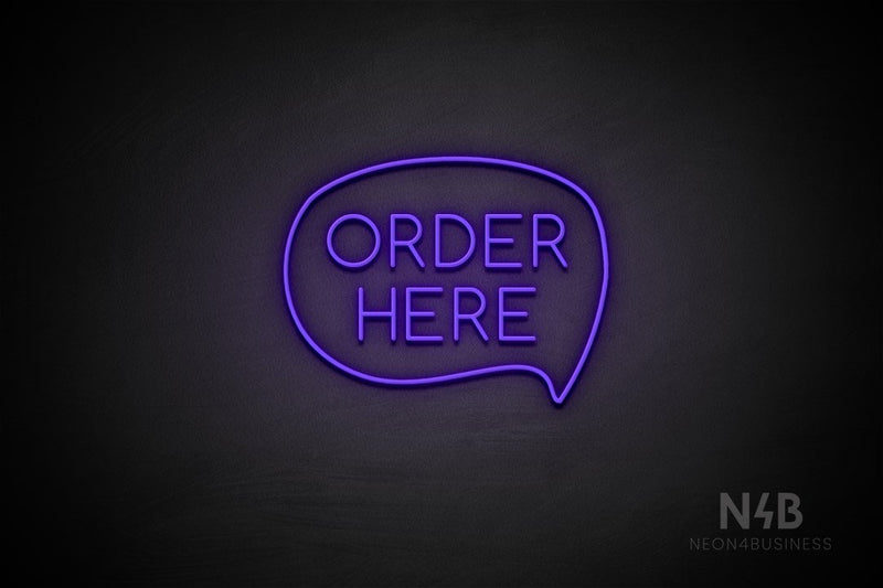 "ORDER HERE" (capitals, right bubble, Cooper font) - LED neon sign