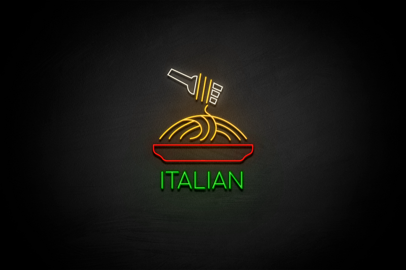 PASTA - ("ITALIAN" at the bottom Cooper font) - LED neon sign