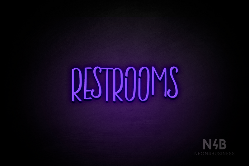 "RESTROOMS" (Brainstorm font) - LED neon sign