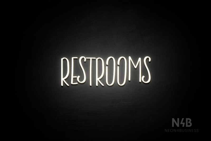 "RESTROOMS" (Brainstorm font) - LED neon sign