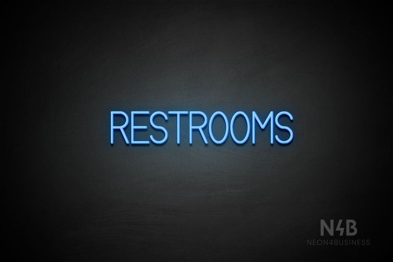 "RESTROOMS" (Bright Sky font) - LED neon sign