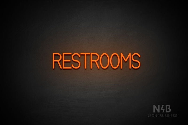 "RESTROOMS" (Bright Sky font) - LED neon sign
