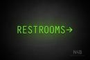 "RESTROOMS" (right arrow, Old Story font) - LED neon sign