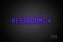 "RESTROOMS" (right arrow, Old Story font) - LED neon sign