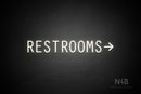 "RESTROOMS" (right arrow, Old Story font) - LED neon sign
