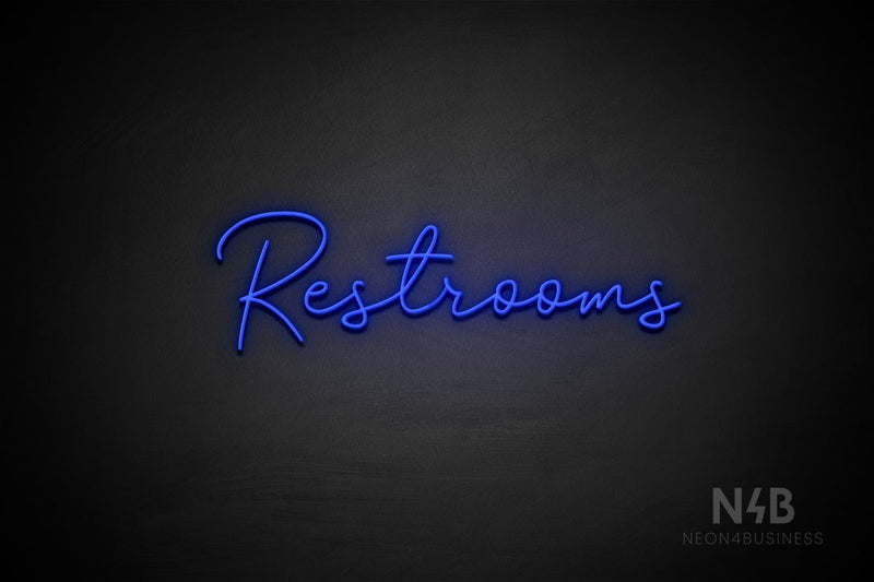 "Restrooms" (Good Place font) - LED neon sign