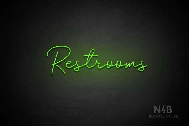 "Restrooms" (Good Place font) - LED neon sign