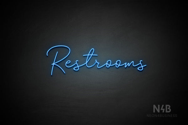 "Restrooms" (Good Place font) - LED neon sign