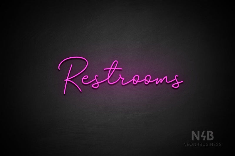 "Restrooms" (Good Place font) - LED neon sign