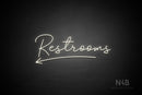 "Restrooms" (left arrow, Good Place font) - LED neon sign