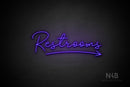 "Restrooms" (right arrow, Good Place font) - LED neon sign