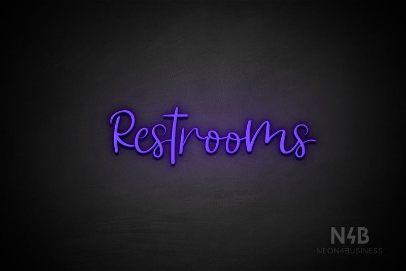 "Restrooms" (Breathtaking font) - LED neon sign