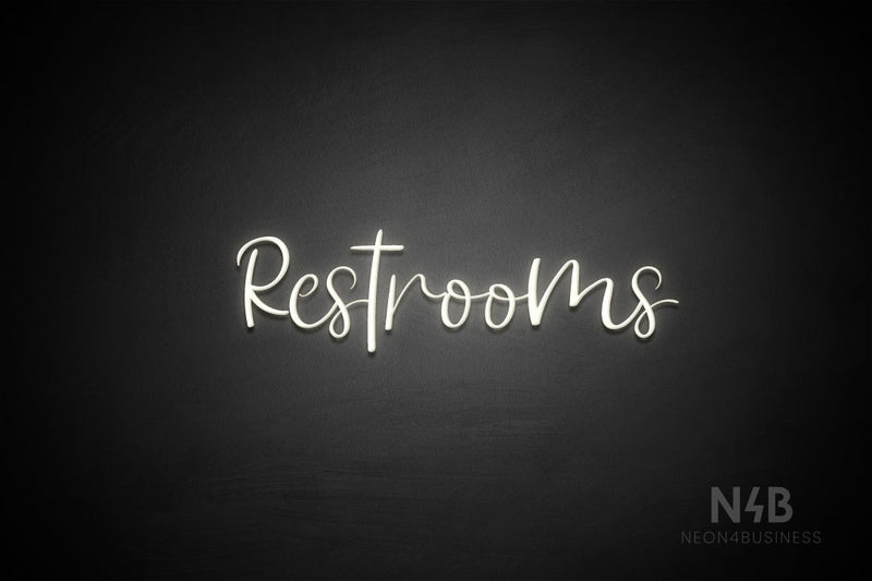 "Restrooms" (Breathtaking font) - LED neon sign