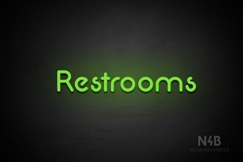 "Restrooms" (Mountain font) - LED neon sign