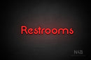 "Restrooms" (Mountain font) - LED neon sign