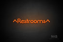 "Restrooms" (two-sided up arrow, Mountain font) - LED neon sign
