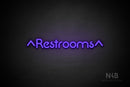 "Restrooms" (two-sided up arrow, Mountain font) - LED neon sign
