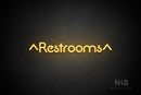"Restrooms" (two-sided up arrow, Mountain font) - LED neon sign