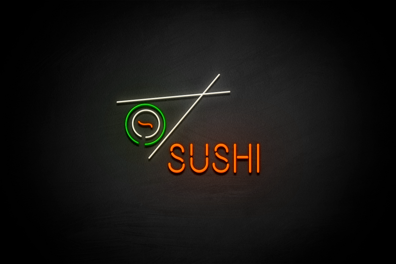 Sushi ("SUSHI" at the bottom Custom font) - LED neon sign