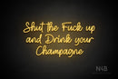 "Shut the Fuck up and Drink your Champagne" (Good Time font) - LED neon sign