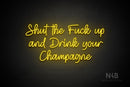 "Shut the Fuck up and Drink your Champagne" (Good Time font) - LED neon sign