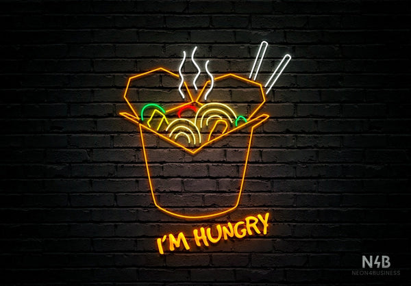 Smoke Wok ("I'm hungry", BomBom  font) - LED neon sign