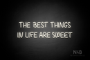 "THE BEST THINGS IN LIFE ARE SWEET" (Palace font) - LED neon sign