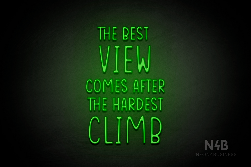 "THE BEST VIEW COMES AFTER THE HARDEST CLIMB" (Reminder font) - LED neon sign