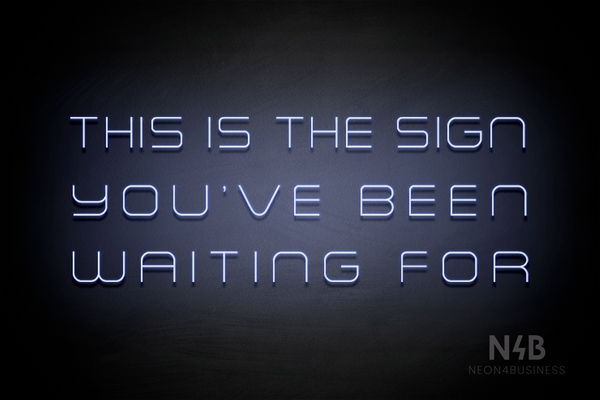 "THIS IS THE SIGN YOU'VE BEEN WAITING FOR" (Souvenir font) - LED neon sign