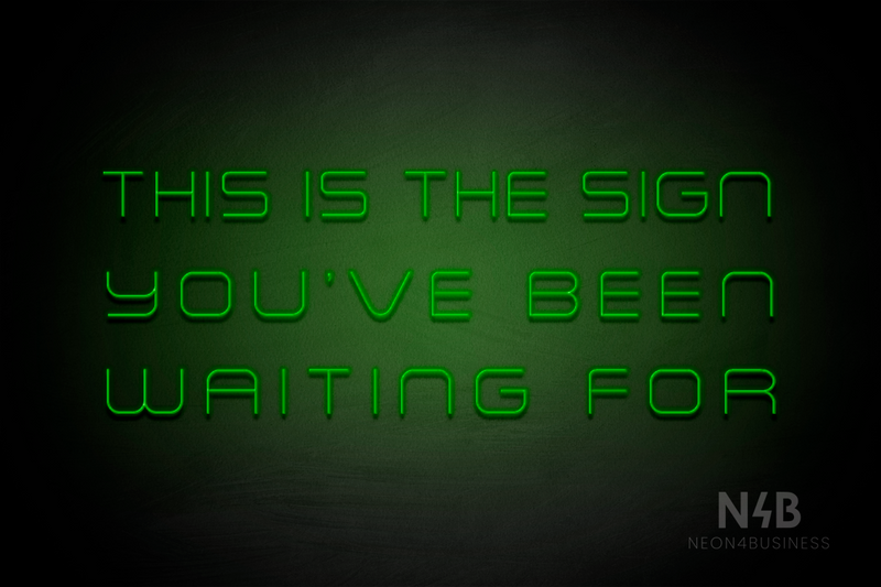 "THIS IS THE SIGN YOU'VE BEEN WAITING FOR" (Souvenir font) - LED neon sign