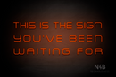 "THIS IS THE SIGN YOU'VE BEEN WAITING FOR" (Souvenir font) - LED neon sign