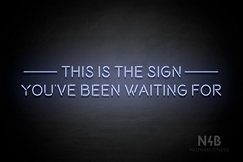 "THIS IS THE SIGN YOU'VE BEEN WAITING FOR" (Brilliant font) - LED neon sign