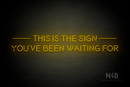"THIS IS THE SIGN YOU'VE BEEN WAITING FOR" (Brilliant font) - LED neon sign