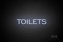 "TOILETS" (capitals, One Day font) - LED neon sign