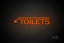 "TOILETS" (capitals, left down arrow, One Day font) - LED neon sign