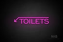 "TOILETS" (capitals, left down arrow, One Day font) - LED neon sign