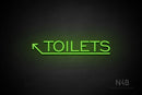 "TOILETS" (capitals, left up arrow, One Day font) - LED neon sign