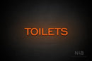 "TOILETS" (capitals, One Day font) - LED neon sign