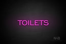 "TOILETS" (capitals, One Day font) - LED neon sign