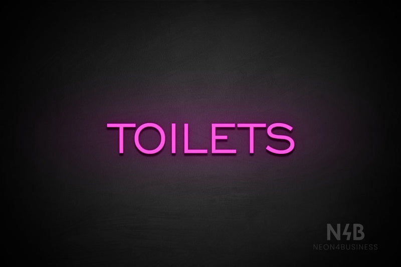 "TOILETS" (capitals, One Day font) - LED neon sign