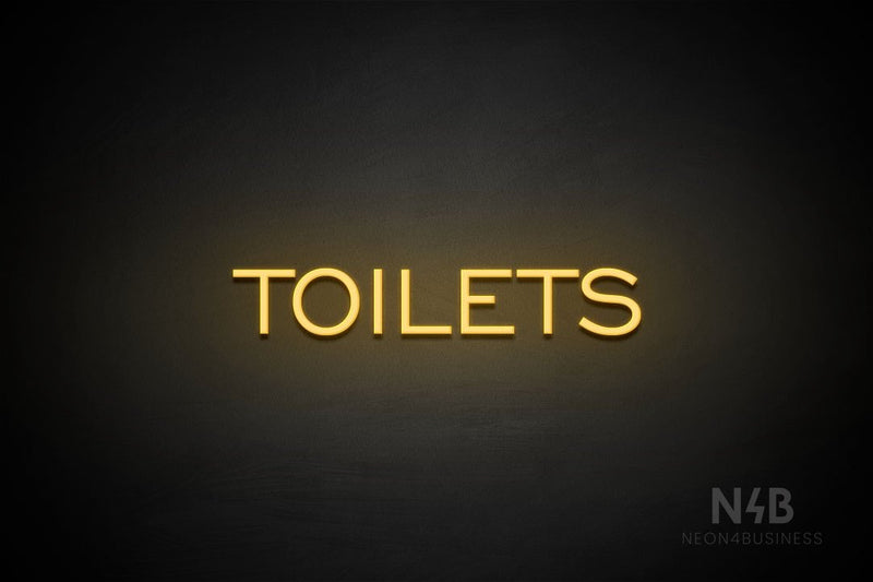 "TOILETS" (capitals, One Day font) - LED neon sign