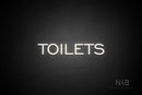 "TOILETS" (capitals, One Day font) - LED neon sign
