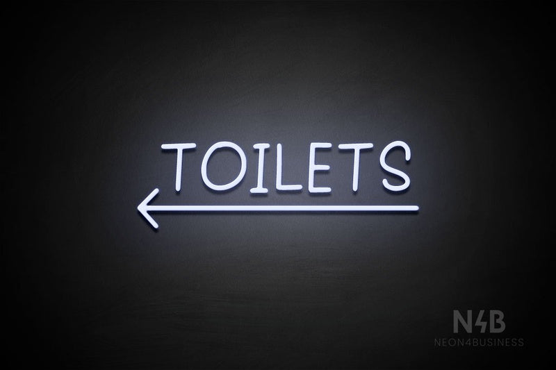 "TOILETS" (capitals, left arrow, Daily font) - LED neon sign