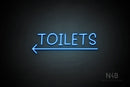 "TOILETS" (capitals, left arrow, Daily font) - LED neon sign