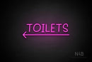 "TOILETS" (capitals, left arrow, Daily font) - LED neon sign