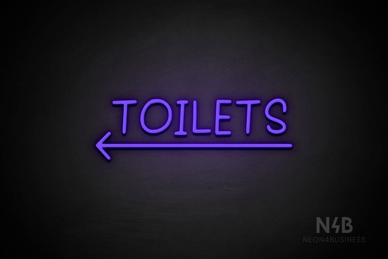 "TOILETS" (capitals, left arrow, Daily font) - LED neon sign