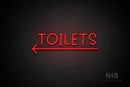 "TOILETS" (capitals, left arrow, Daily font) - LED neon sign