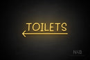 "TOILETS" (capitals, left arrow, Daily font) - LED neon sign